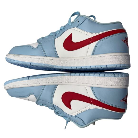 Nike Air Jordan 1 Low Blue Red White Leather Swoosh Womens 11 DC0774-164 Sneaker - Picture 10 of 16
